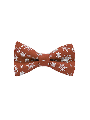 Jaggs - Vlinderdasje "Christmas Snow" - zilveren sneeuwvlokken op rode achtergrond